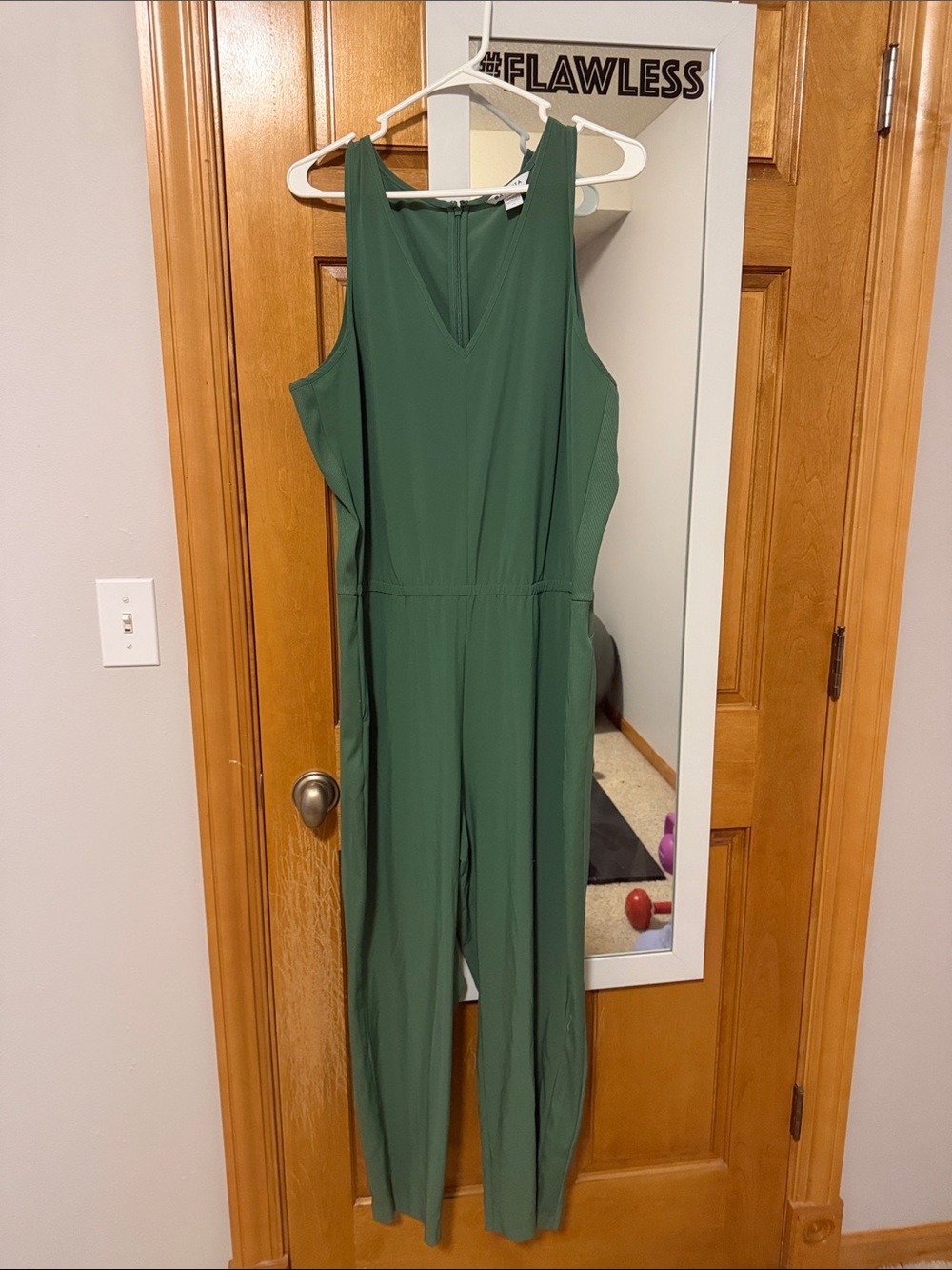 Athleta Sleeveless Green Jumpsuit -  V-Neck Women's One-Piece